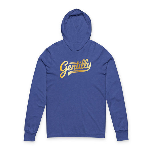 "The Gold Standard" Gentilly Originals Hooded Long Sleeve Tee in Blue/Gold
