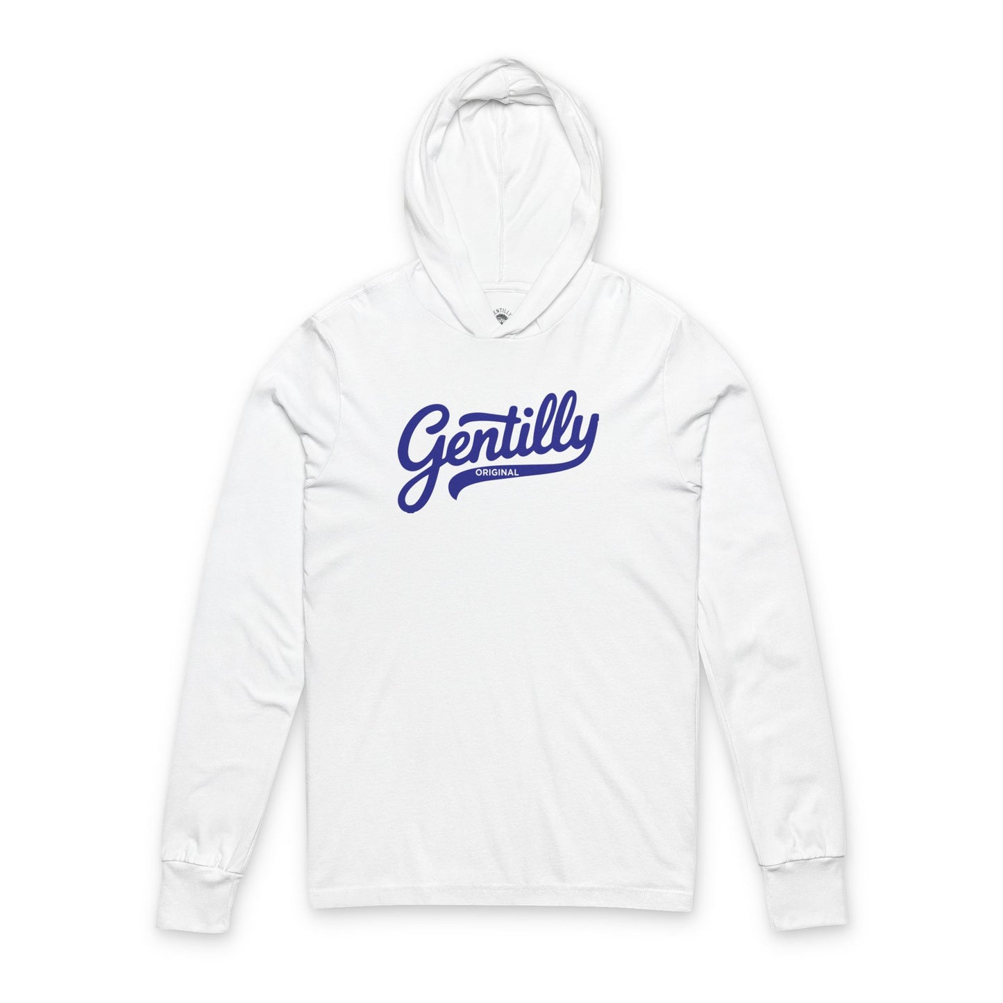 Gentilly Original Hooded Long Sleeve Tee in White/Blue
