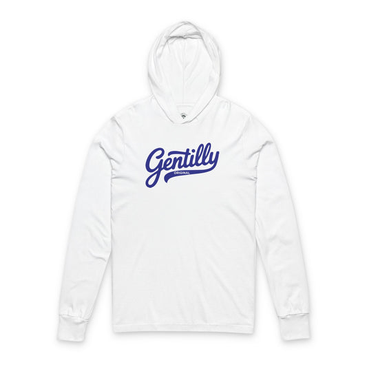Gentilly Original Hooded Long Sleeve Tee in White/Blue