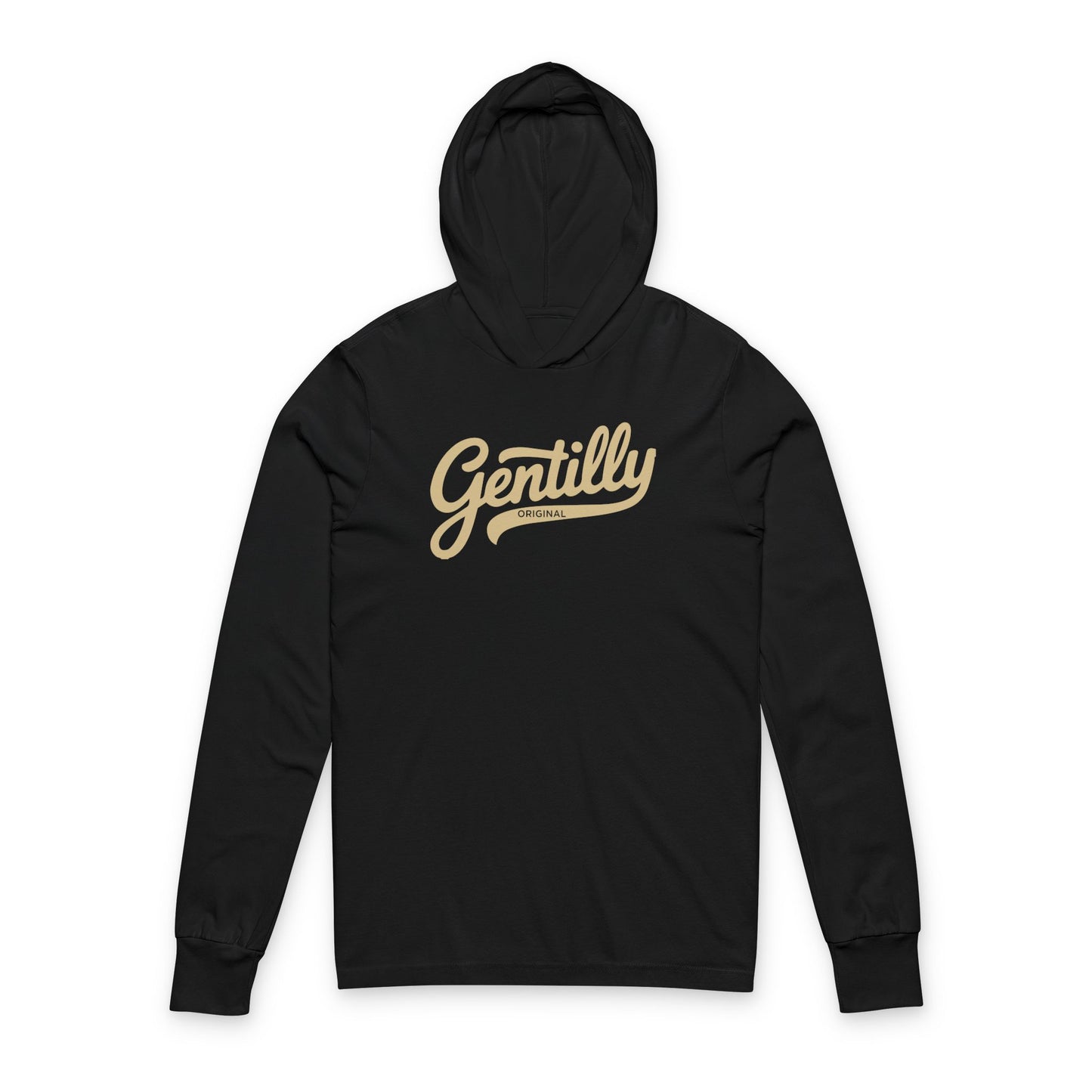 Gentilly Original Hooded Long Sleeve Tee in Black/Old Gold